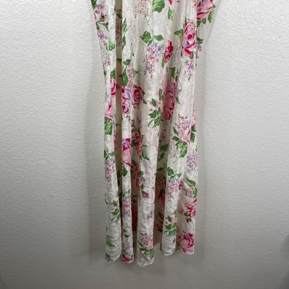 Vintage Maryann’s Boutique Peignoir Robe & Gown White Sz S Floral Satin Romantic - Picture 12 of 16